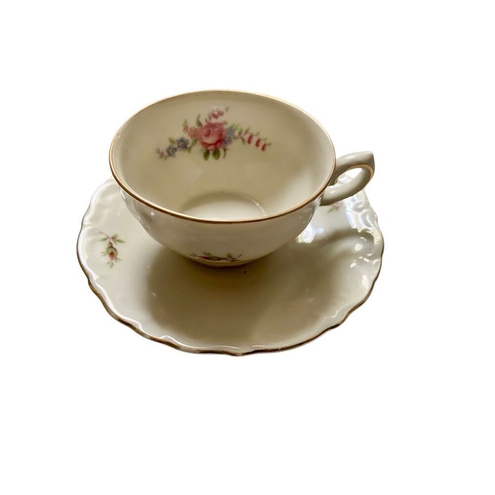 Vintage Bavaria Western Germany Pink Rose Porcelain Expresso Cup and Saucer